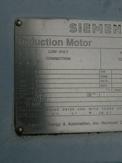 image for: Siemens Electric Motor 500 HP, 3580 RPM, 5810S Frame, 2300/4000 Volts, Induction